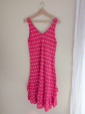 100% Lin Blanc, Linen Blend‎ Dress Size 48 (US 12 or L) Polka Dot, Made in Italy